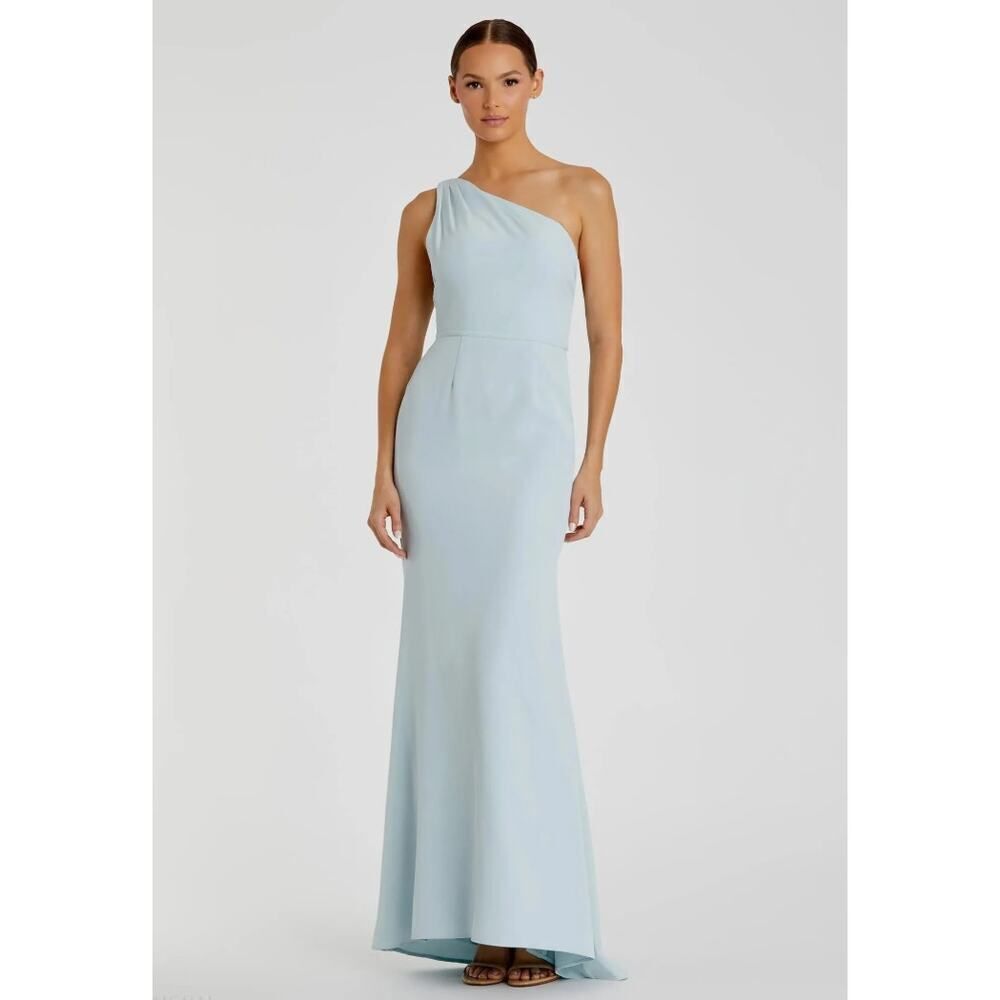 Ieena for Mac Duggal Blue One Shoulder Jersey Mermaid Gown - Size 6 - NWT